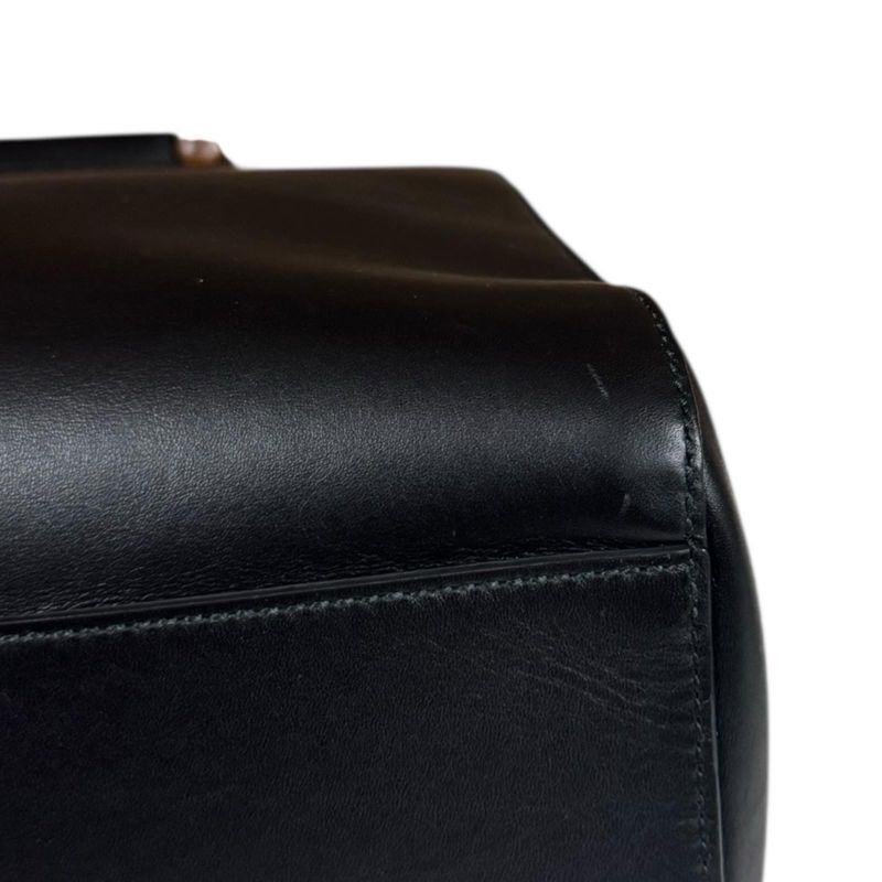 Gucci Nim Fair Medium Bamboo Shoulder Bag Leather 453766 Black Ladies Gucci