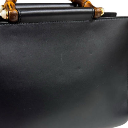 Gucci Nim Fair Medium Bamboo Shoulder Bag Leather 453766 Black Ladies Gucci