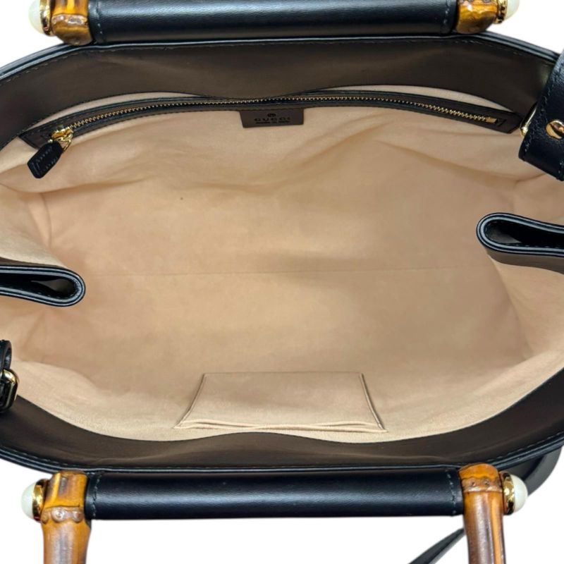 Gucci Nim Fair Medium Bamboo Shoulder Bag Leather 453766 Black Ladies Gucci