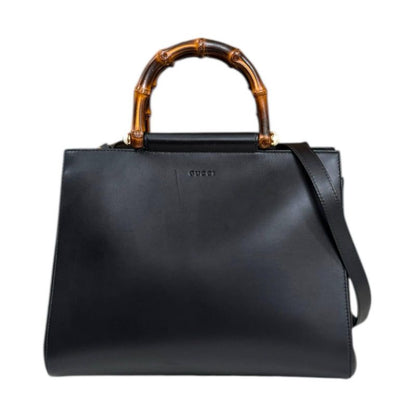 Gucci Nim Fair Medium Bamboo Shoulder Bag Leather 453766 Black Ladies Gucci