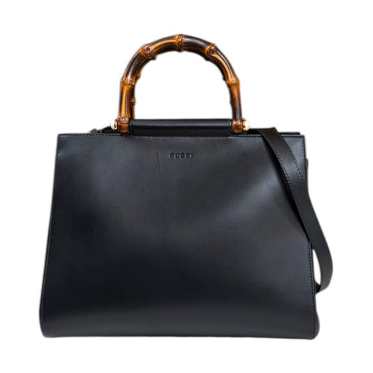 Gucci Nim Fair Medium Bamboo Shoulder Bag Leather 453766 Black Ladies Gucci