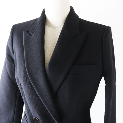 Hermes 22AW 2h0201dp Nylon Wool Double Breasted Jacket Black 34 Made In Italy