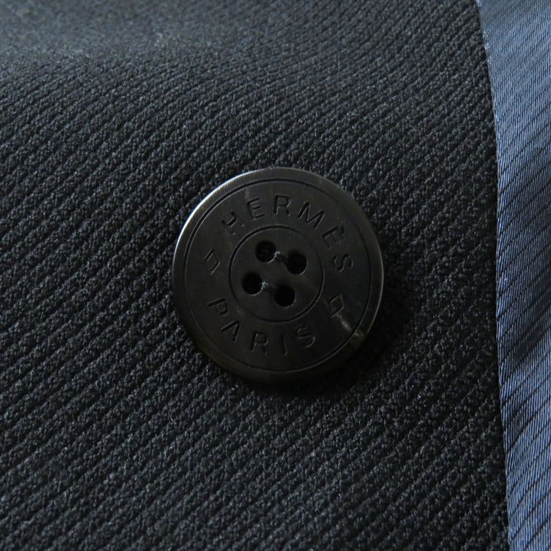 Hermes 22AW 2h0201dp Nylon Wool Double Breasted Jacket Black 34 Made In Italy