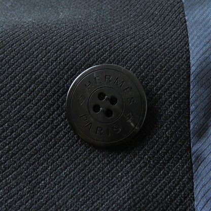 Hermes 22AW 2h0201dp Nylon Wool Double Breasted Jacket Black 34 Made In Italy