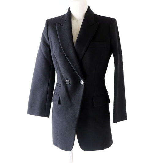 Hermes 22AW 2h0201dp Nylon Wool Double Breasted Jacket Black 34 Made In Italy