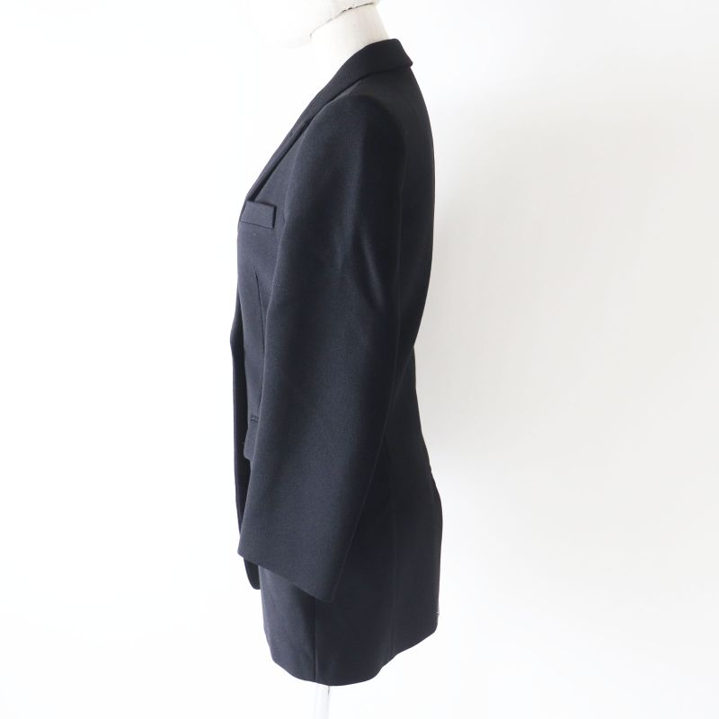 Hermes 22AW 2h0201dp Nylon Wool Double Breasted Jacket Black 34 Made In Italy