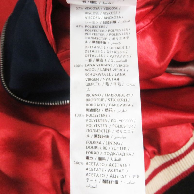 Gucci 19AW 575315 Double G Logo Patch Souvenir Jacket Stajan Blue And Red 44