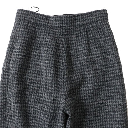 CHANEL P73635 100% Wool Tweed Long Pants With Coco Mark Buttons Gray And Black