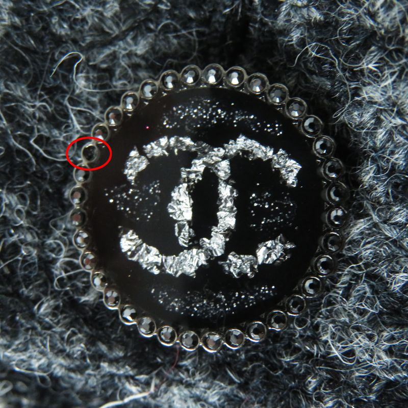 CHANEL P73635 100% Wool Tweed Long Pants With Coco Mark Buttons Gray And Black