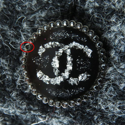 CHANEL P73635 100% Wool Tweed Long Pants With Coco Mark Buttons Gray And Black