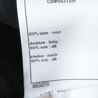 CHANEL P73635 100% Wool Tweed Long Pants With Coco Mark Buttons Gray And Black