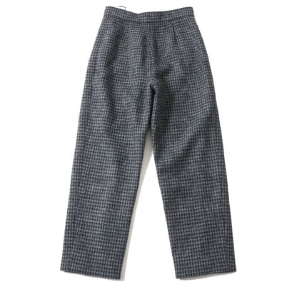 CHANEL P73635 100% Wool Tweed Long Pants With Coco Mark Buttons Gray And Black