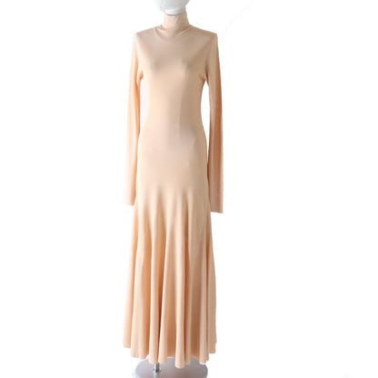 Bottega Veneta 20AW 640079 Long Sleeve Super Long Dress Salmon