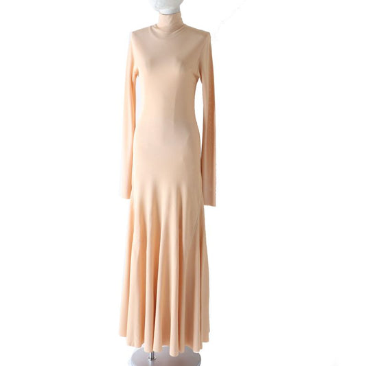 Bottega Veneta 20AW 640079 Long Sleeve Super Long Dress Salmon