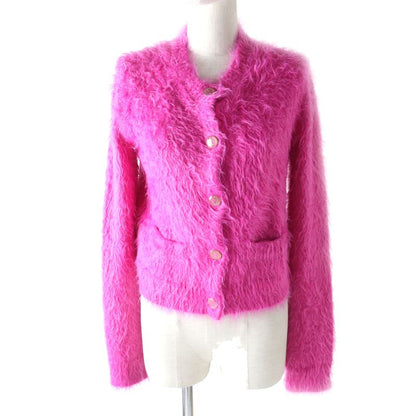 Gucci 697578 GG Embroidered Cropped Knit Cardigan With Logo Buttons Pink S
