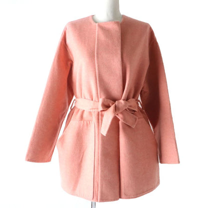 Hermes 22AW 100% Baby Cashmere Double Face Coat Pink 40 Made In France Genuine