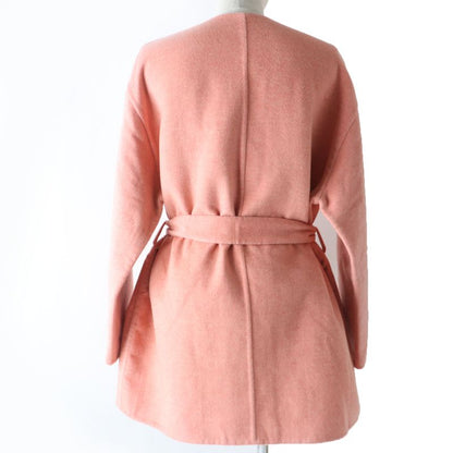 Hermes 22AW 100% Baby Cashmere Double Face Coat Pink 40 Made In France Genuine