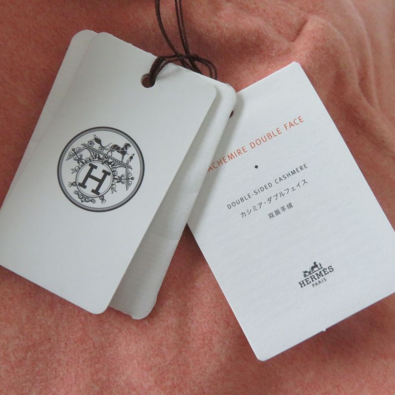 Hermes 22AW 100% Baby Cashmere Double Face Coat Pink 40 Made In France Genuine