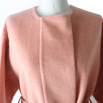 Hermes 22AW 100% Baby Cashmere Double Face Coat Pink 40 Made In France Genuine