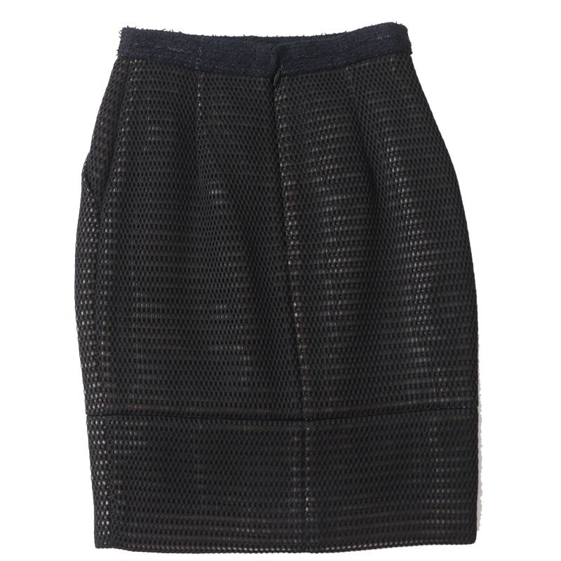 CHANEL P45897 Mesh Tight Skirt With Coco Mark Black 34 Made In France Genuine
