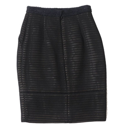 CHANEL P45897 Mesh Tight Skirt With Coco Mark Black 34 Made In France Genuine