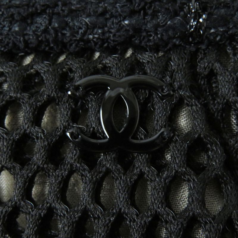 CHANEL P45897 Mesh Tight Skirt With Coco Mark Black 34 Made In France Genuine