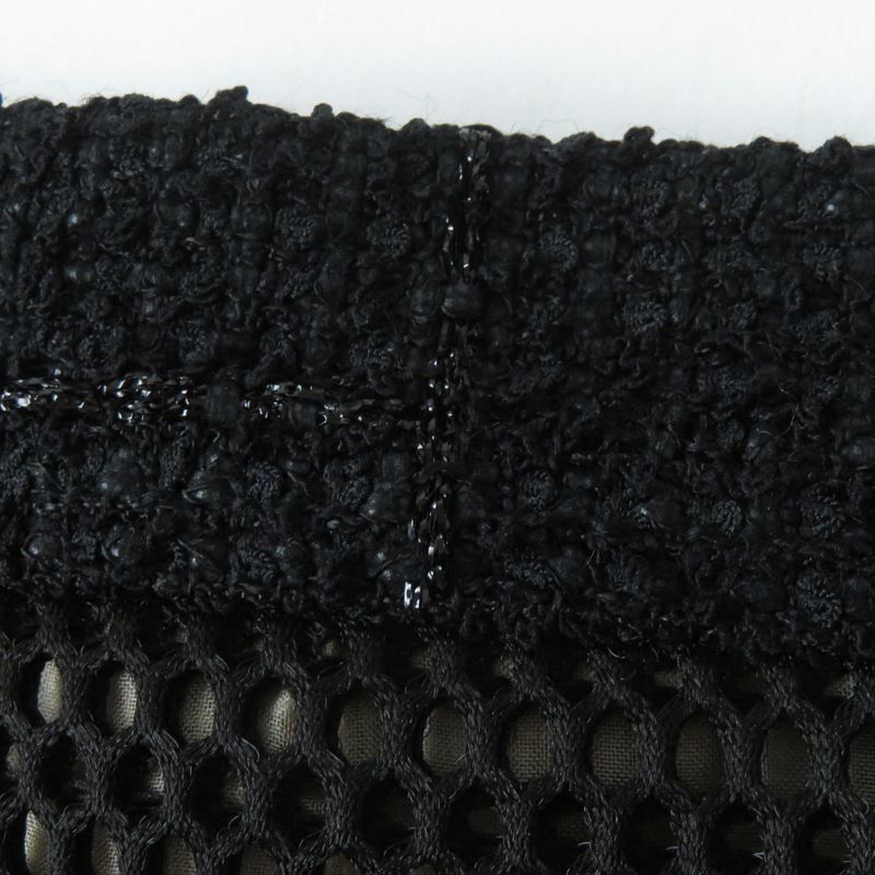 CHANEL P45897 Mesh Tight Skirt With Coco Mark Black 34 Made In France Genuine