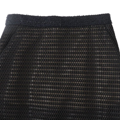 CHANEL P45897 Mesh Tight Skirt With Coco Mark Black 34 Made In France Genuine