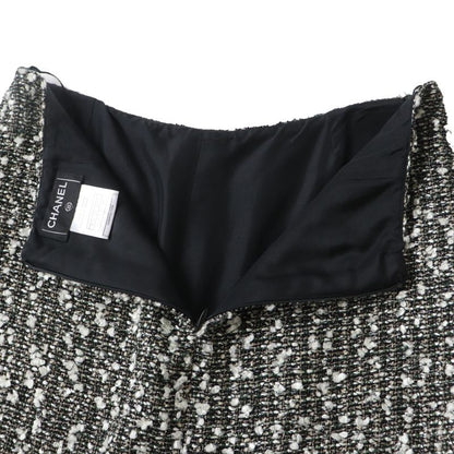 CHANEL 04A P24139 Tweed Skirt With Coco Mark Cut Off Hem Multi 38 Made In
