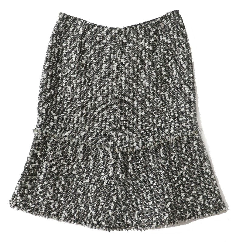 CHANEL 04A P24139 Tweed Skirt With Coco Mark Cut Off Hem Multi 38 Made In