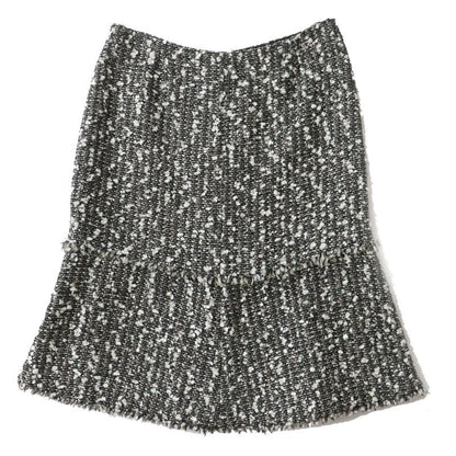 CHANEL 04A P24139 Tweed Skirt With Coco Mark Cut Off Hem Multi 38 Made In