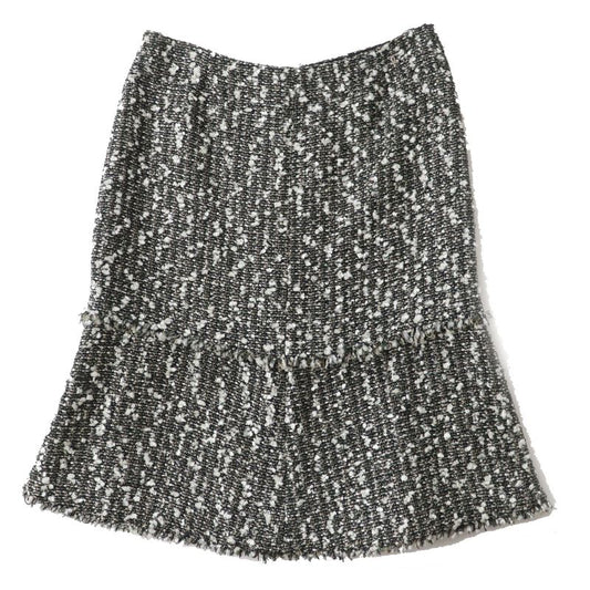 CHANEL 04A P24139 Tweed Skirt With Coco Mark Cut Off Hem Multi 38 Made In