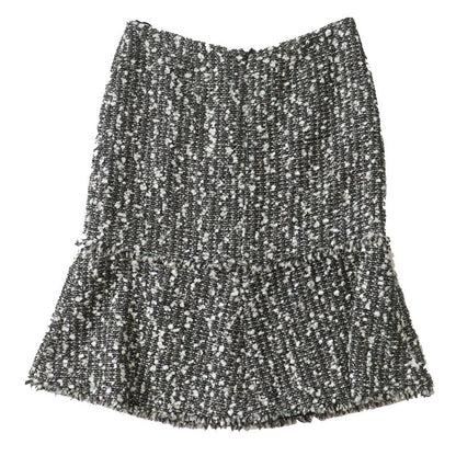 CHANEL 04A P24139 Tweed Skirt With Coco Mark Cut Off Hem Multi 38 Made In