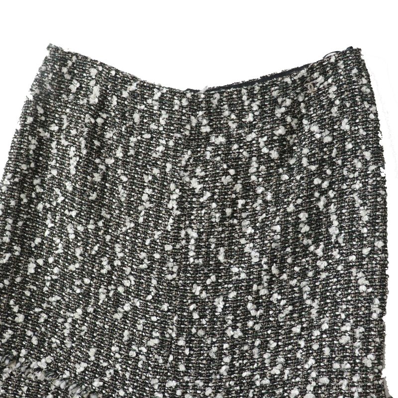 CHANEL 04A P24139 Tweed Skirt With Coco Mark Cut Off Hem Multi 38 Made In