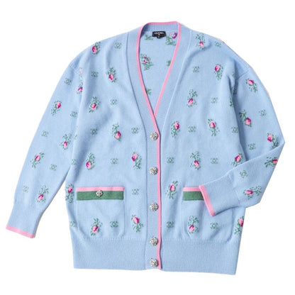 CHANEL 2022 P73869 P73823 100% Cashmere Coco Mark Button Knit Setup With Stones