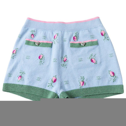 CHANEL 2022 P73869 P73823 100% Cashmere Coco Mark Button Knit Setup With Stones