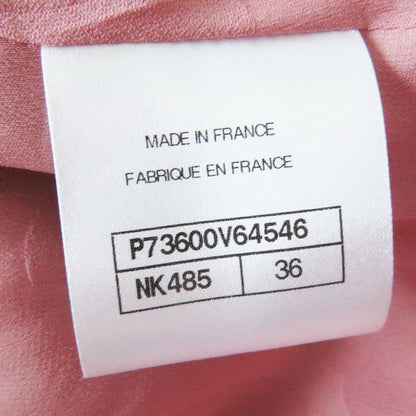 CHANEL 2022 P73600 Coco Mark Button Tweed Jacket With Stones Pink Lined Silk 36