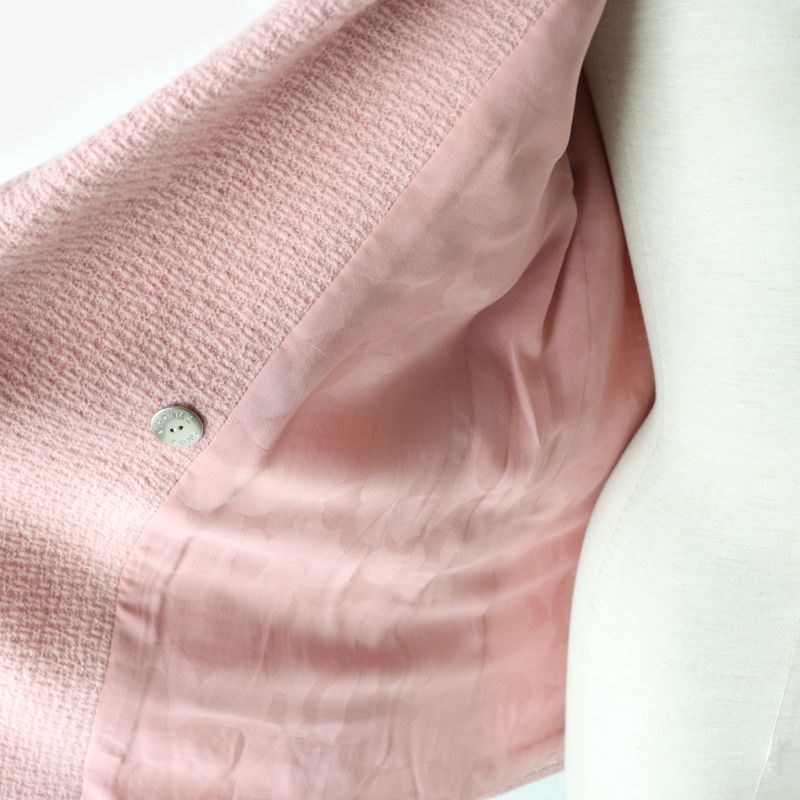 CHANEL 2022 P73600 Coco Mark Button Tweed Jacket With Stones Pink Lined Silk 36