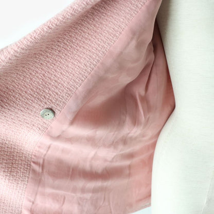 CHANEL 2022 P73600 Coco Mark Button Tweed Jacket With Stones Pink Lined Silk 36