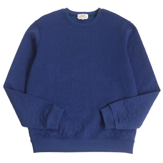 Hermes 23SS Maillons En Boucle Aero Chaine D'ancre Embossed Sweatshirt Indigo