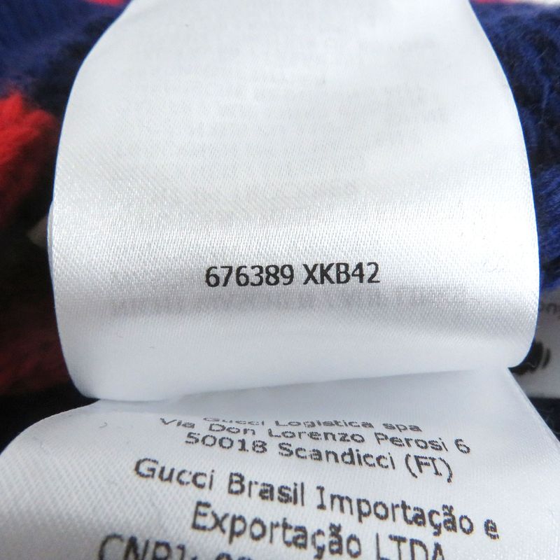 Gucci 676389 Wool 100th Anniversary Logo Webline Long Sleeve Knit Cardigan Blue