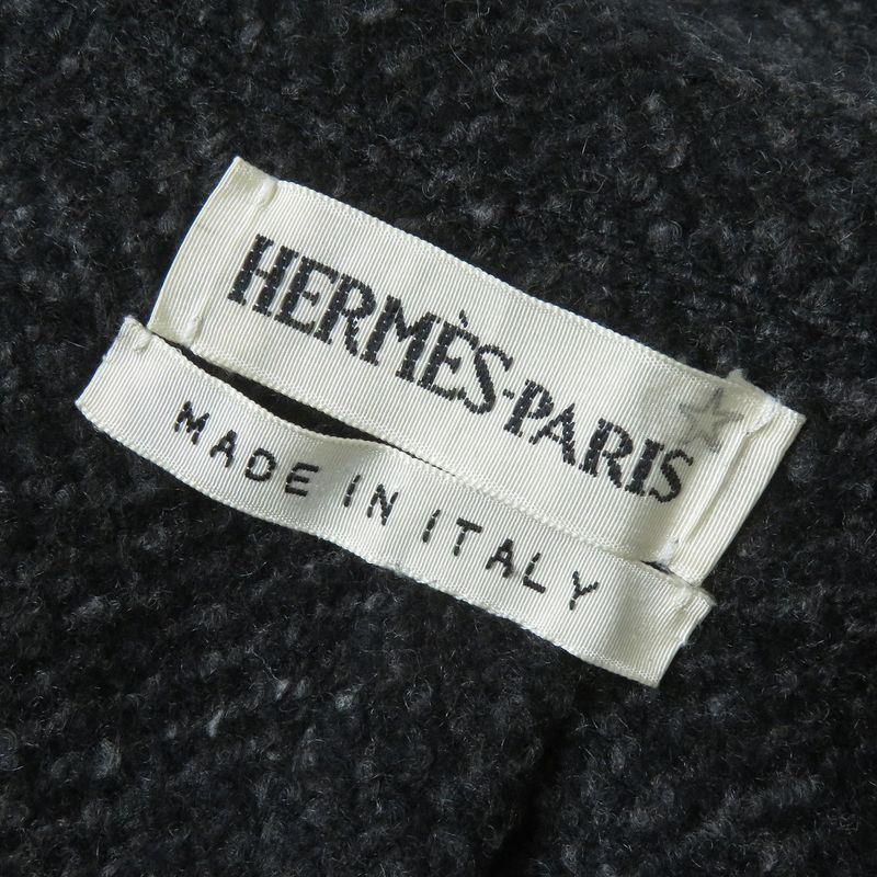 Hermes Vintage Margiela Period Lined Silk H Logo Button Cashmere Tweed Coat