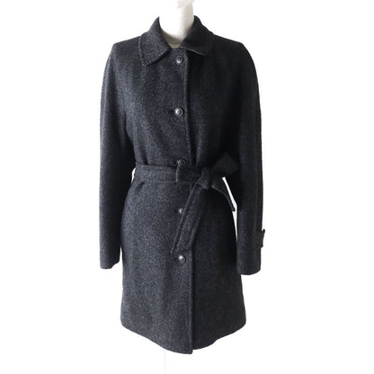 Hermes Vintage Margiela Period Lined Silk H Logo Button Cashmere Tweed Coat