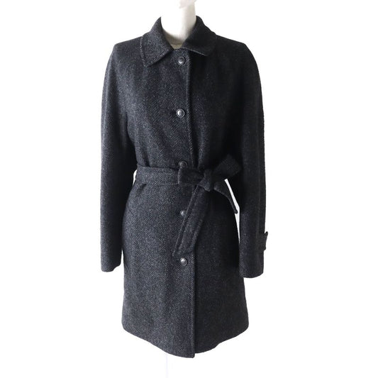 Hermes Vintage Margiela Period Lined Silk H Logo Button Cashmere Tweed Coat