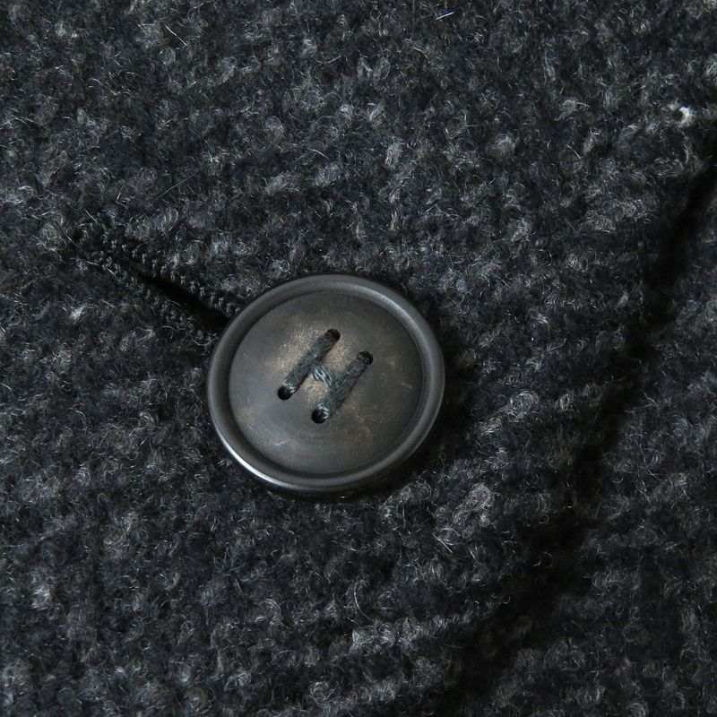 Hermes Vintage Margiela Period Lined Silk H Logo Button Cashmere Tweed Coat