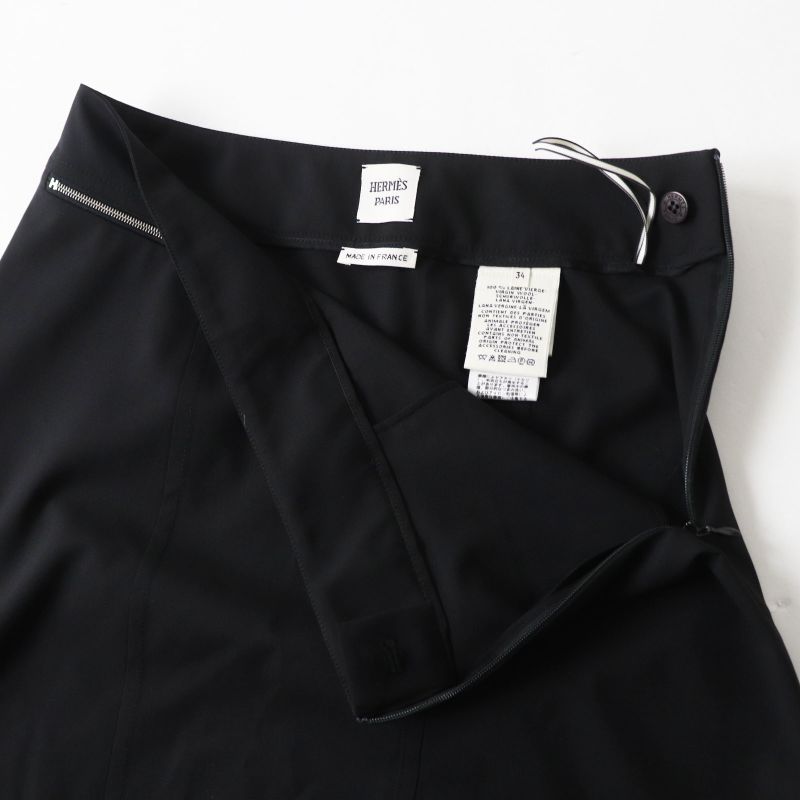 Hermes 2021 Wool Silver Hardware Chaine D'ancre Hardware Tight Skirt Black 34