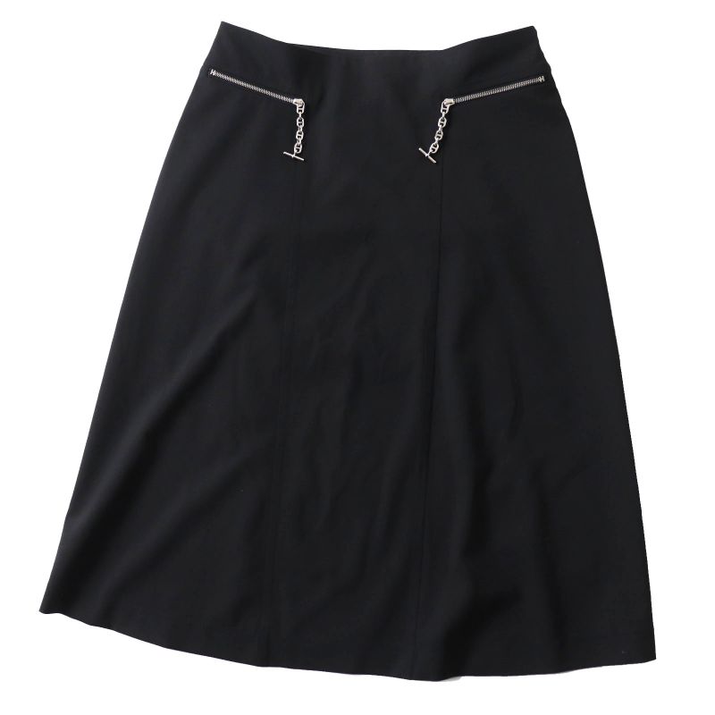 Hermes 2021 Wool Silver Hardware Chaine D'ancre Hardware Tight Skirt Black 34