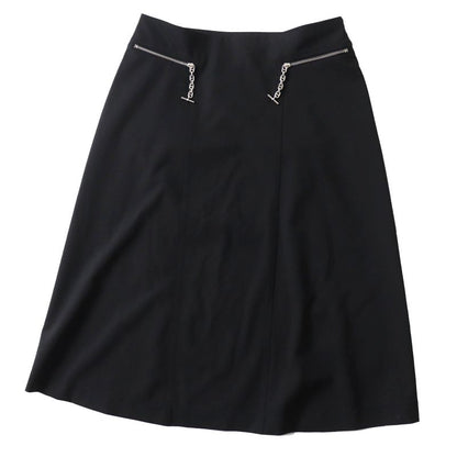 Hermes 2021 Wool Silver Hardware Chaine D'ancre Hardware Tight Skirt Black 34
