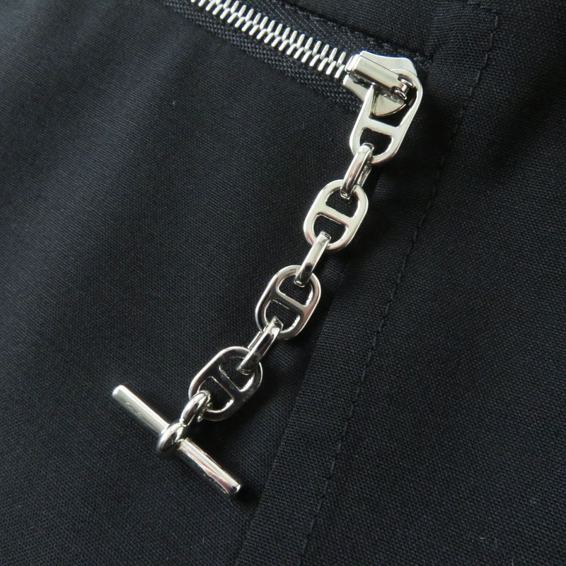 Hermes 2021 Wool Silver Hardware Chaine D'ancre Hardware Tight Skirt Black 34