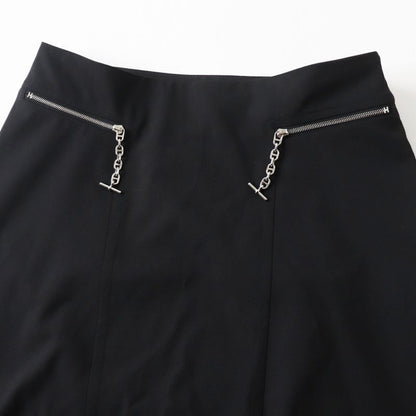 Hermes 2021 Wool Silver Hardware Chaine D'ancre Hardware Tight Skirt Black 34
